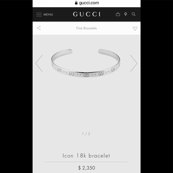 ❤️HP❤️NWOT Gucci Icon 18k White Gold Cuff Bracelet - Picture 14 of 16